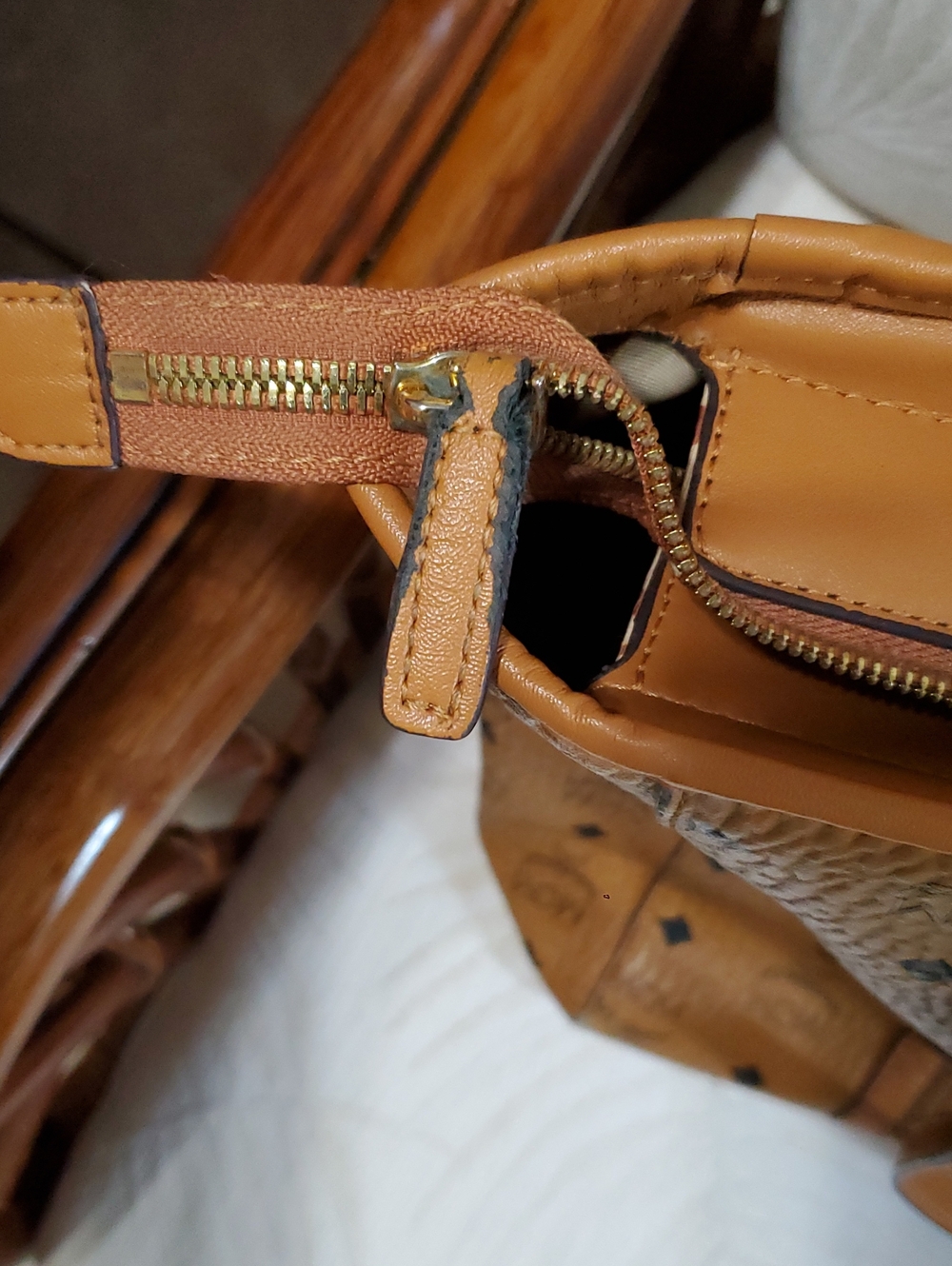 MCM Cognac Visetos Logo Tote Bag - Picture 11 of 14